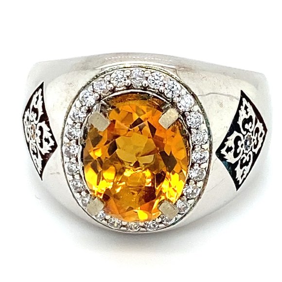 Madeira Citrine 2.60ct Platinum Solid Silver Ring